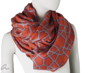 AHMADDY Wolle Seide Schal Blutorange lila violett